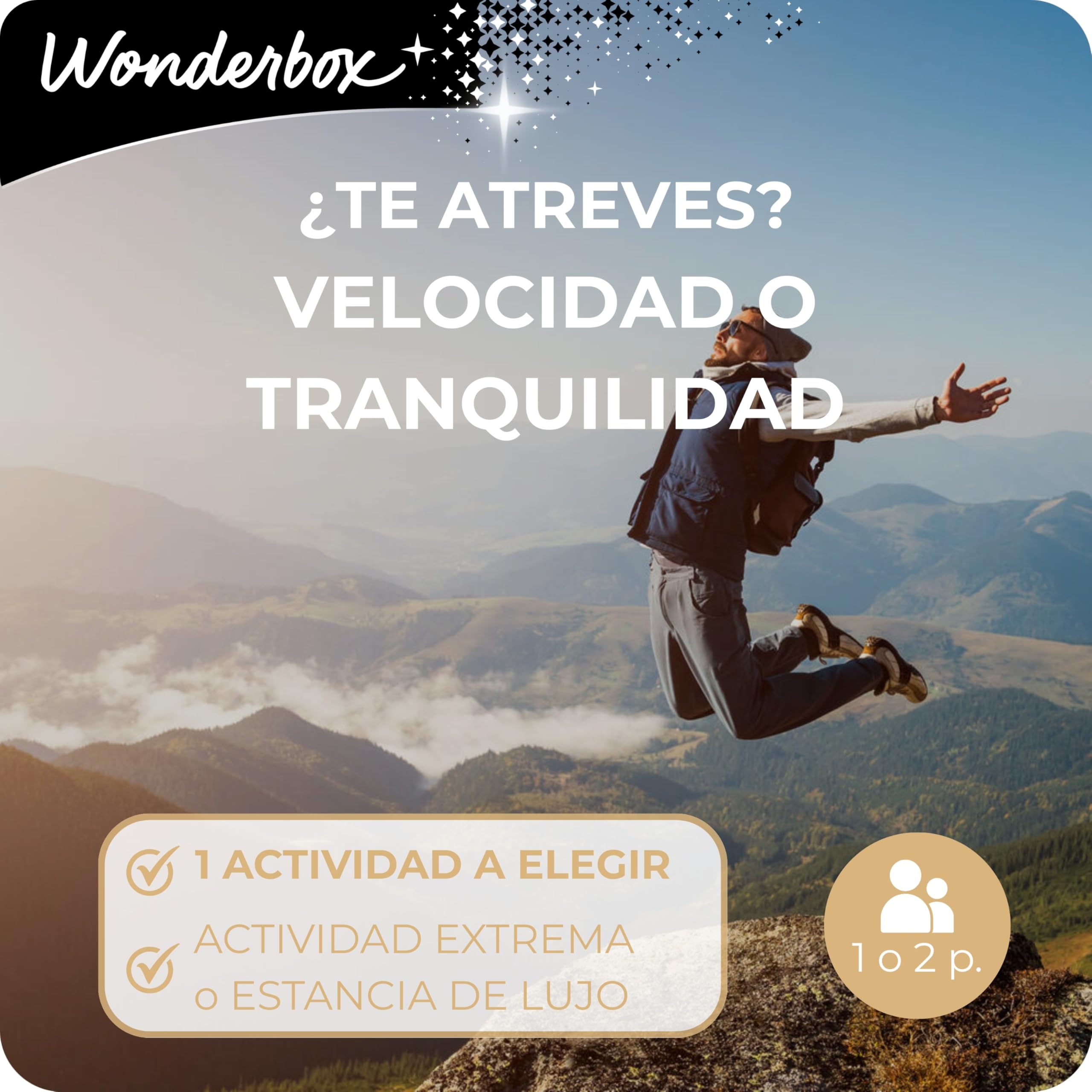 WONDERBOX - Caja Regalo - ¿Te Atreves? Velocidad O Tranquilidad - 1 Actividad Extrema o 1 Estancia de Lujo para 2 Personas - 1300 Actividades extremas o 1200 estancias de Lujo - Ideas Regalo | 1 actividad extrema o 1 estancia de lujo - Más de 2500 experie