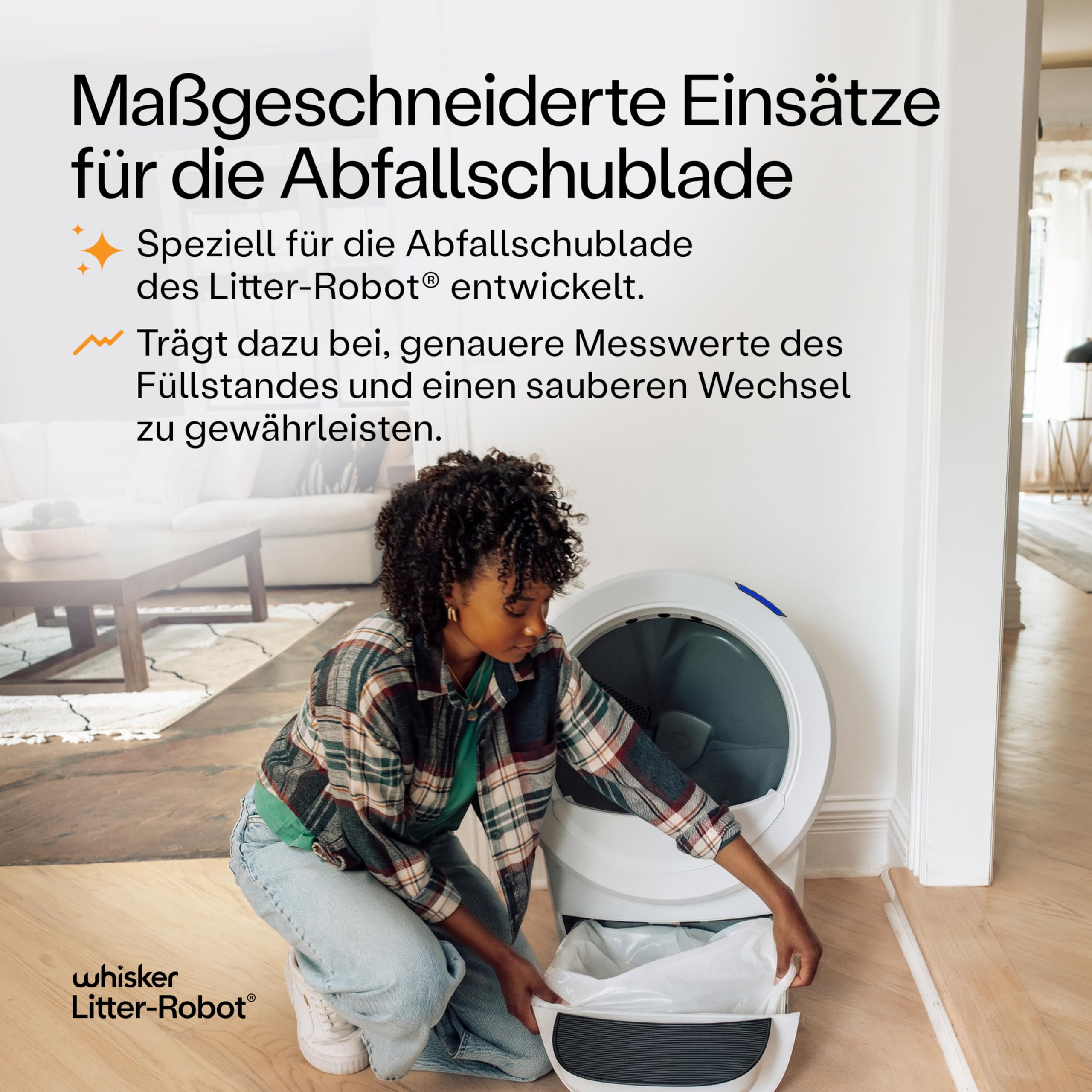 Litter-Robot Schubladenbeutel von Whisker, 100 Stück – Katzentoiletten-Beutel, eigens für Litter-Robot, 34–42 Liter Fassungsvermögen, schnell wechsel- und leerbar