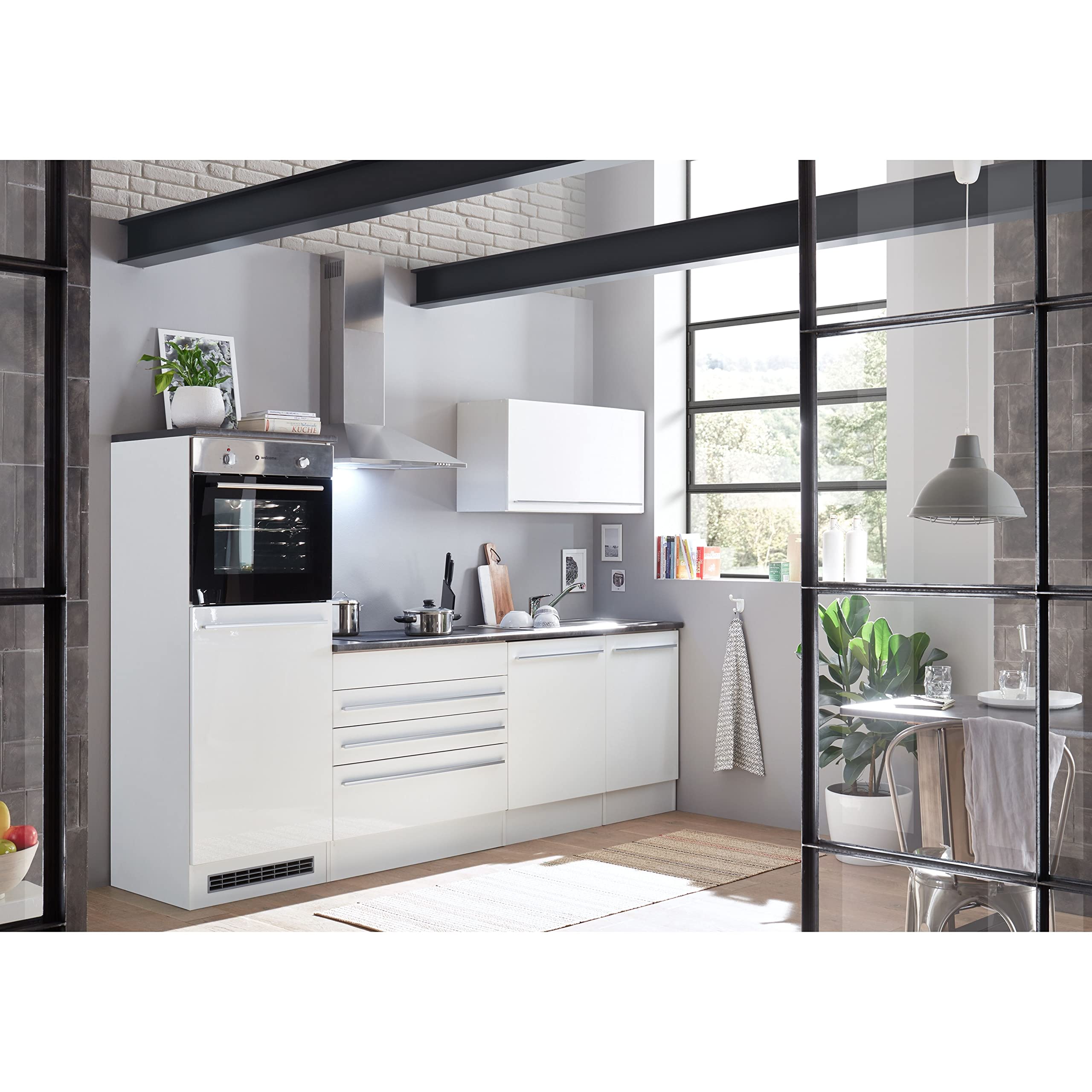 Stella Trading Moderner Hängeschrank Küche mit Klapptür in Weiß - Geräumiger Küchenschrank mit viel Stauraum - 100 x 50 x 34,6 cm (B/H/T)
