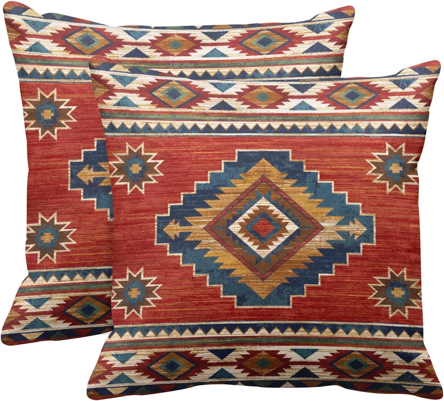 Britimes Throw Pillow Covers, Aztec Kilim Home Art Decor, 18 x 18 Inches Set of 2 Cushion Couch Sofa Cases, Abstract Oil Painting Pillowcases for Bedroom, Living Room, Geometric Tribal Decorative