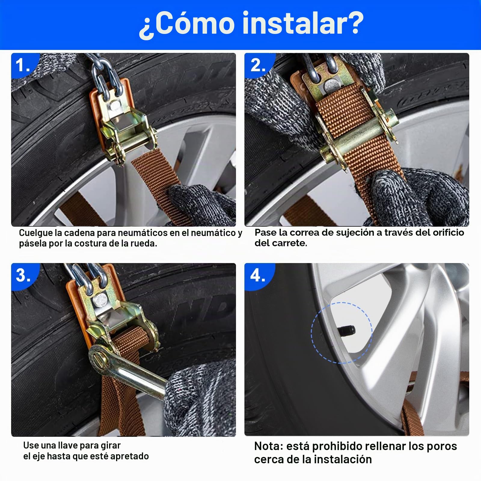 Cadenas Coche Nieve Acero al Manganeso 10Piezas Ninonly Cadenas Nieve Universales Emergencia para Vehículos Coche Camión SUV Aptas para 165-265 mm para Barro, Arena, Nieve, Hielo, Escalada