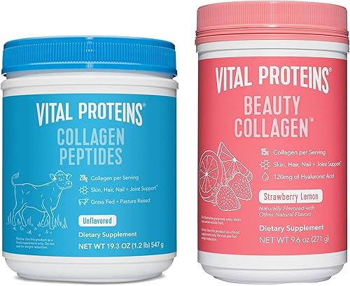 Vital Proteins Péptidos de colágeno en polvo sin sabor y limón de fresa disponible en Yaxa Guatemala