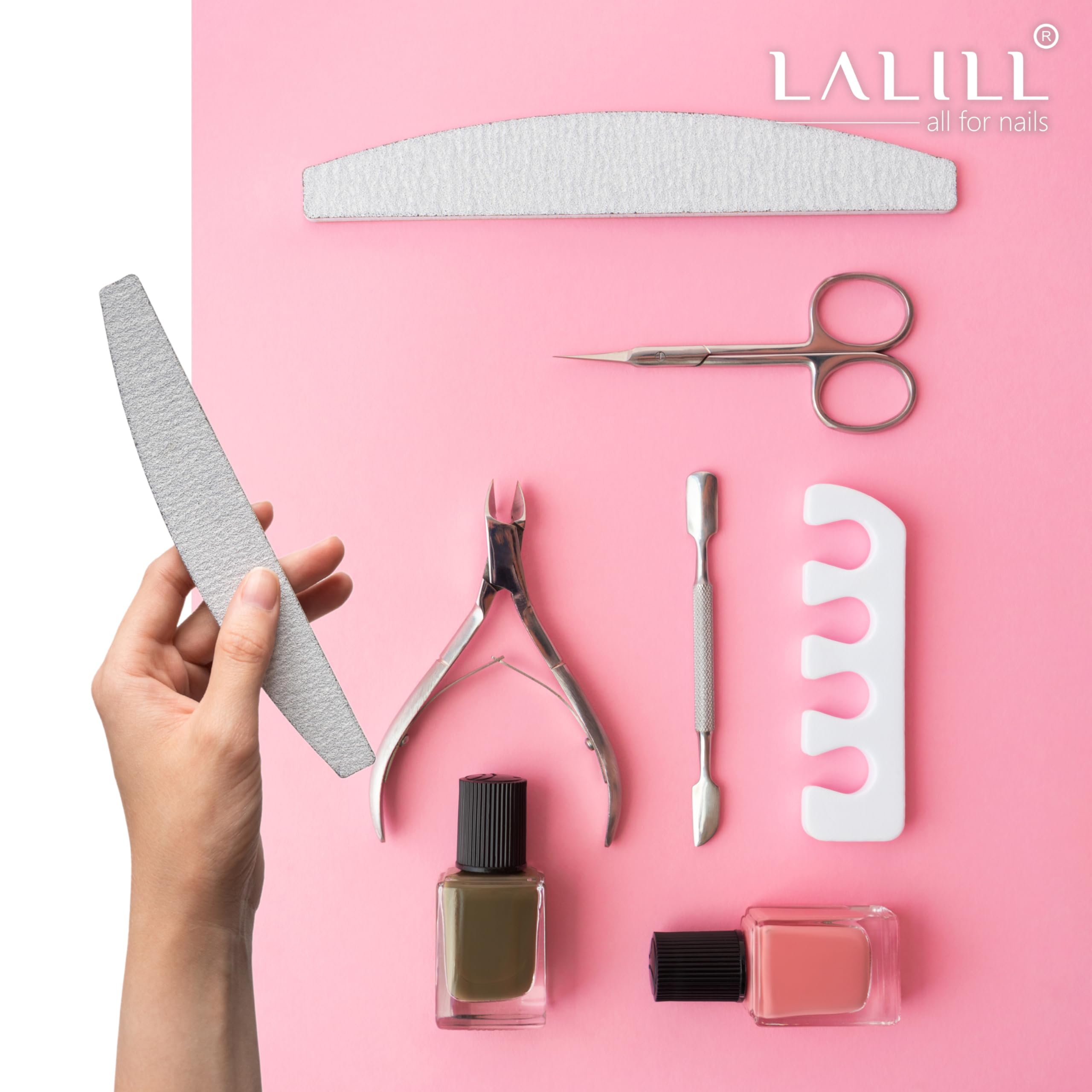 LALILL Lima per Unghie 50 Pz. 100/180 Grit, Mezza Luna Zebra - Lime per Unghie in Gel - Modellazione di Unghie Ibride, Acriliche, Gel Polish - Bifacciale, Monouso - Buffer, Block, Professionale