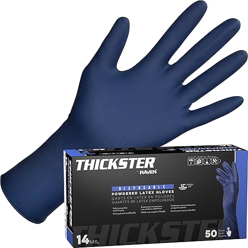 SAS Thickster Powdered Latex Disposable Gloves - 10 Boxes / 50 Ea. 500 Gloves To