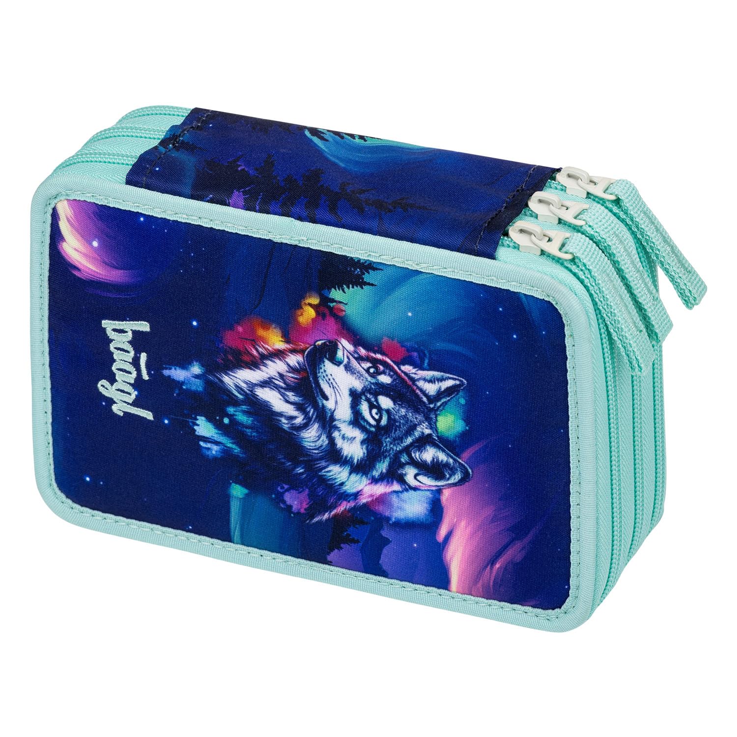 Baagl 3 Compartment Pencil Case for Boys Girls School Stationery School Supplies, Polar light, Colourful, Playful, Modern, Practical