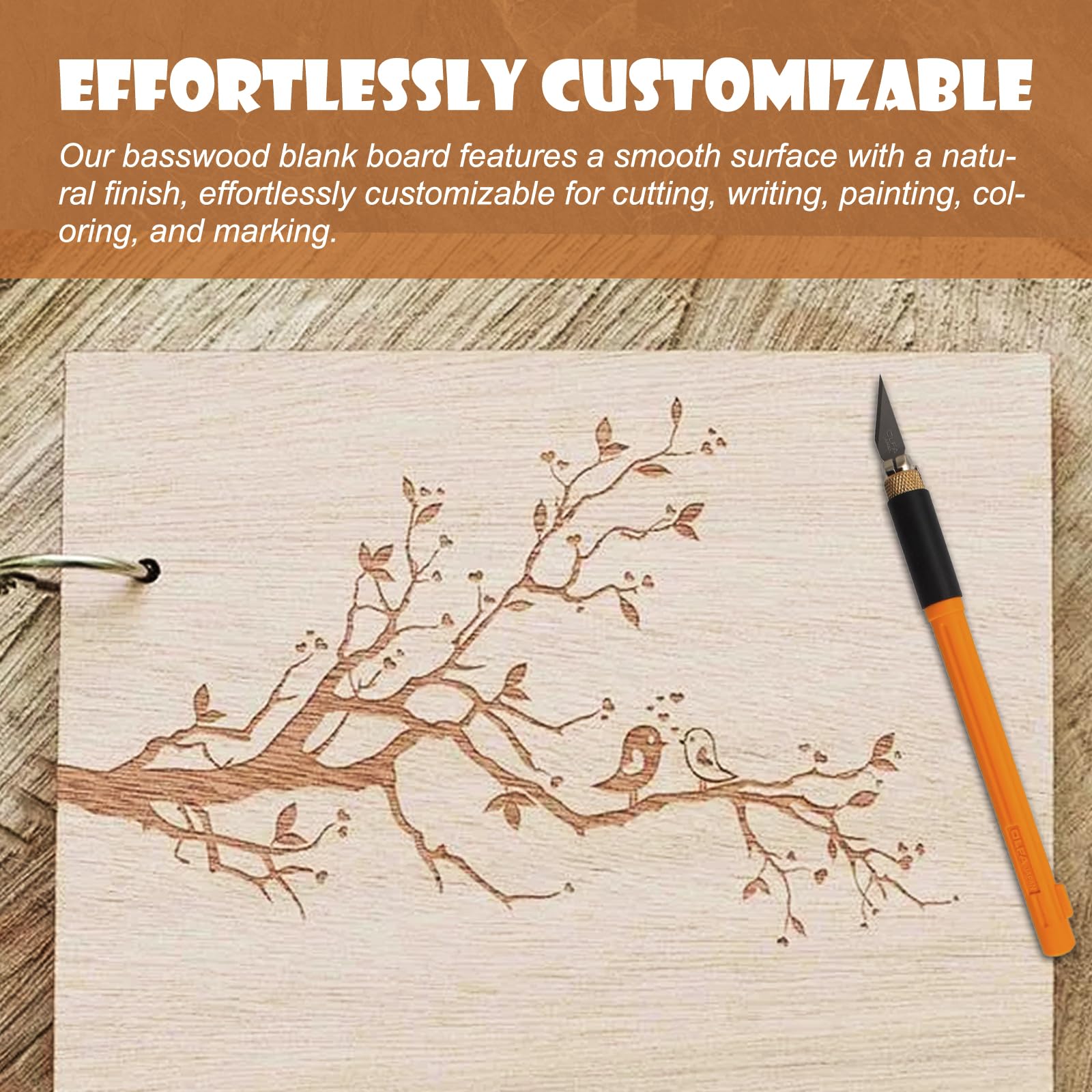 12 Pezzi Pannelli Compensato Tiglio Non Finiti - 300x200mm E 100x100mm Per Fai Da Te - Foto 5