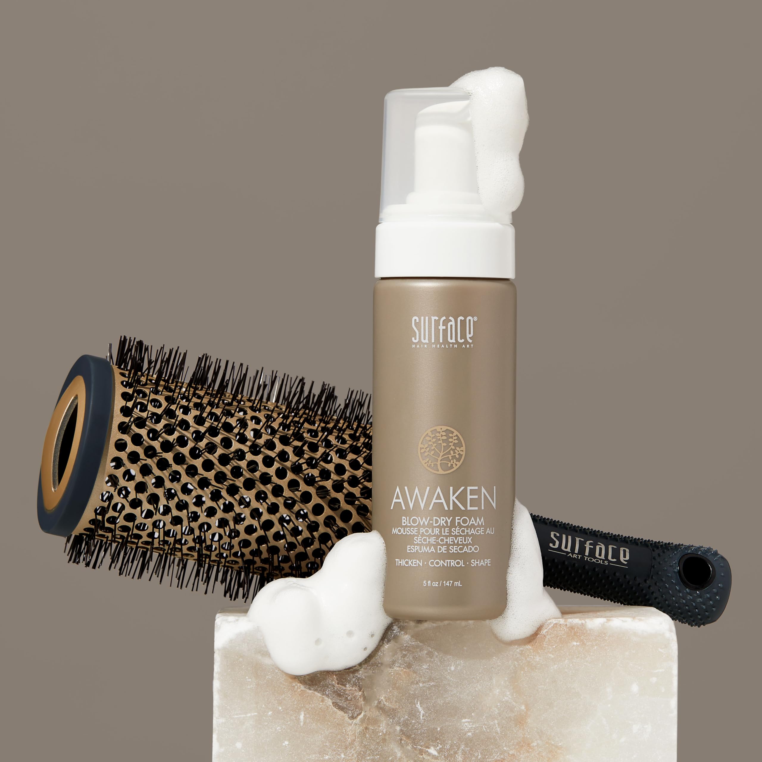 SURFACE Hair Awaken Thickening Blow Dry Foam, Protect, Strengthen Fine & Fragile Hair, 5 Fl. Oz.