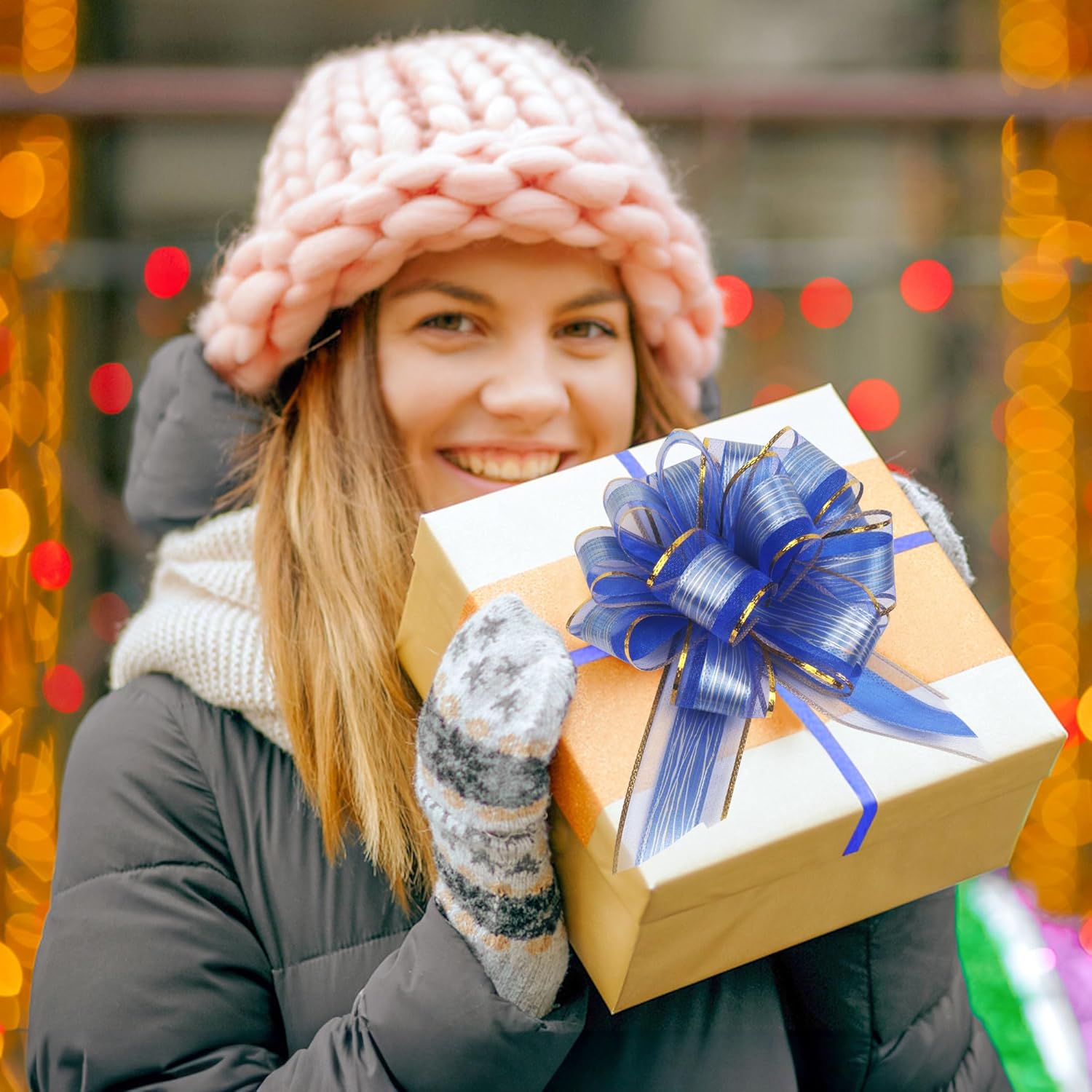 JOYIT 10 Pack Large Pull Bows 6 Inch - Big Blue Bows for Gift Wrapping, Ribbon Pull Bows for Mother's Day, Wedding Baskets Birthdays Gift - Image 6