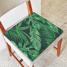 Almofadas quadradas para cadeiras de jantar, almofadas de cadeira de folhas tropicais para cadeiras de cozinha, almofadas de assento de espuma viscoelástica antiderrapantes para cadeira de escritório, assento de carro, ao ar livre, pátio (40 x 40 cm)