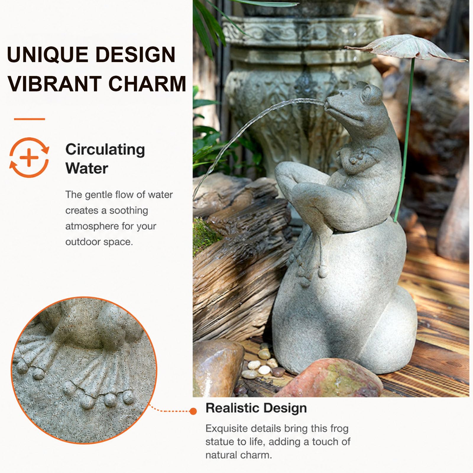 Fontane A Forma Animale e Zampilli per Piccoli Laghetti Fontana a Forma Rana in Pietra Elementi Decorativi per Esterni Ideali per Cortili Laghetti e Giardini Style 1