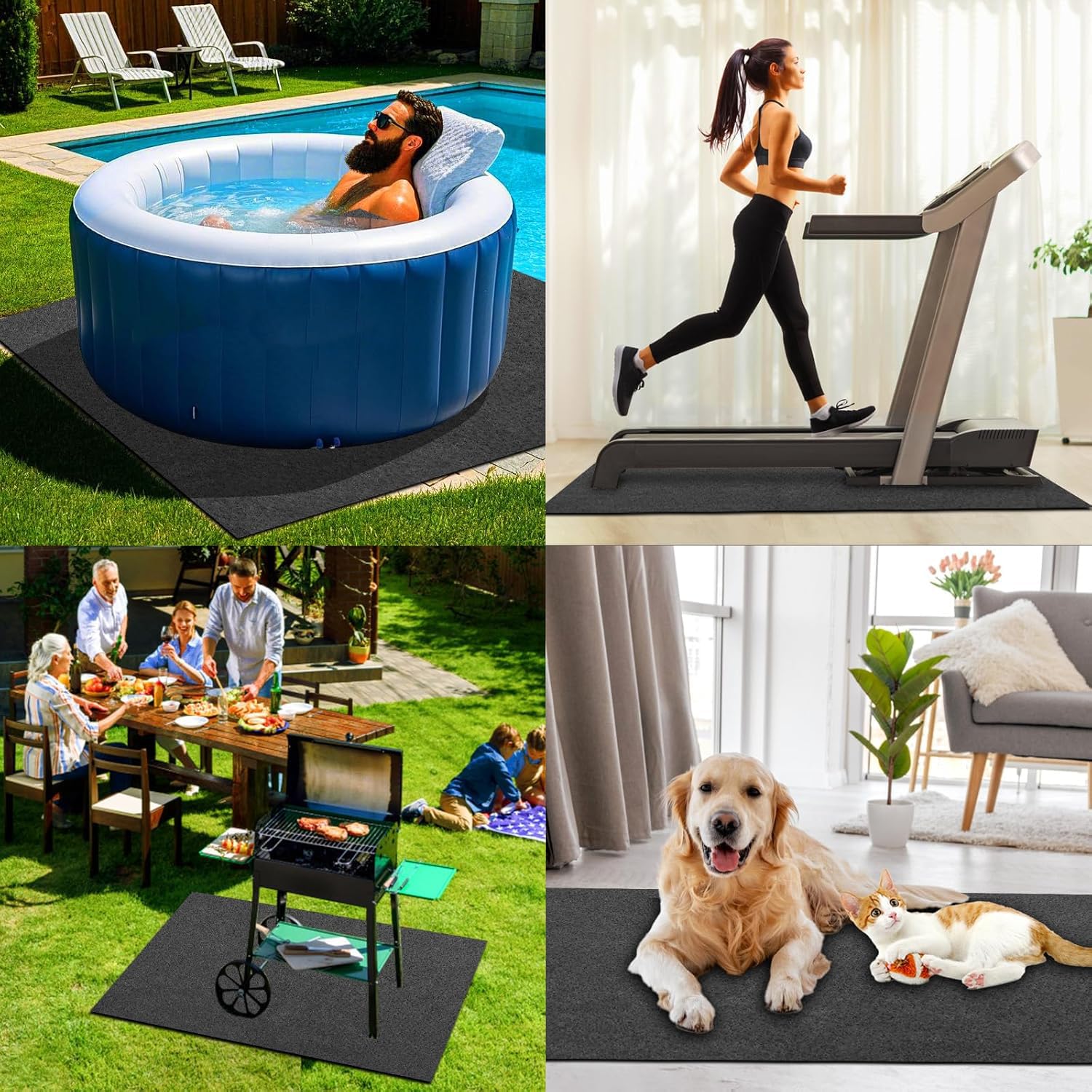 Tapis de Bain à Remous,200cm Dalle de Piscine,Tapis Piscine Hors Sol,pour Extérieur Intérieur Spa Tapis(Carré)