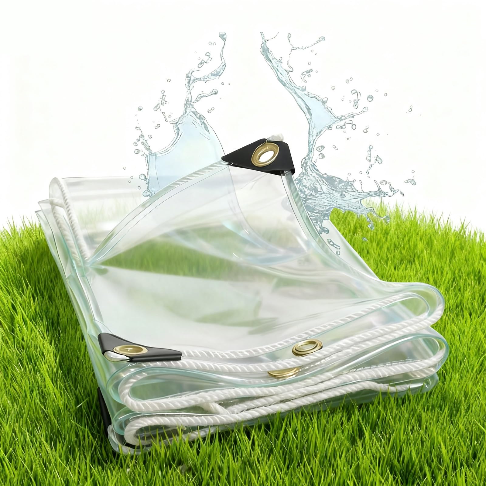 Lona transparente impermeable exterior plegable duradera con ojales 100x250 cm resistente