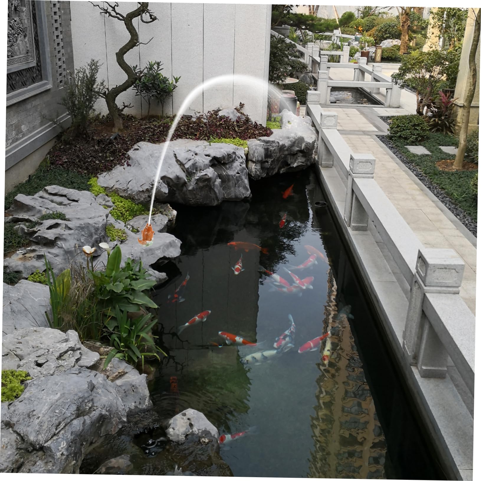 ifundom Estatua de Carpa para Jardín de Cerámica 2 Piezas para Decoración