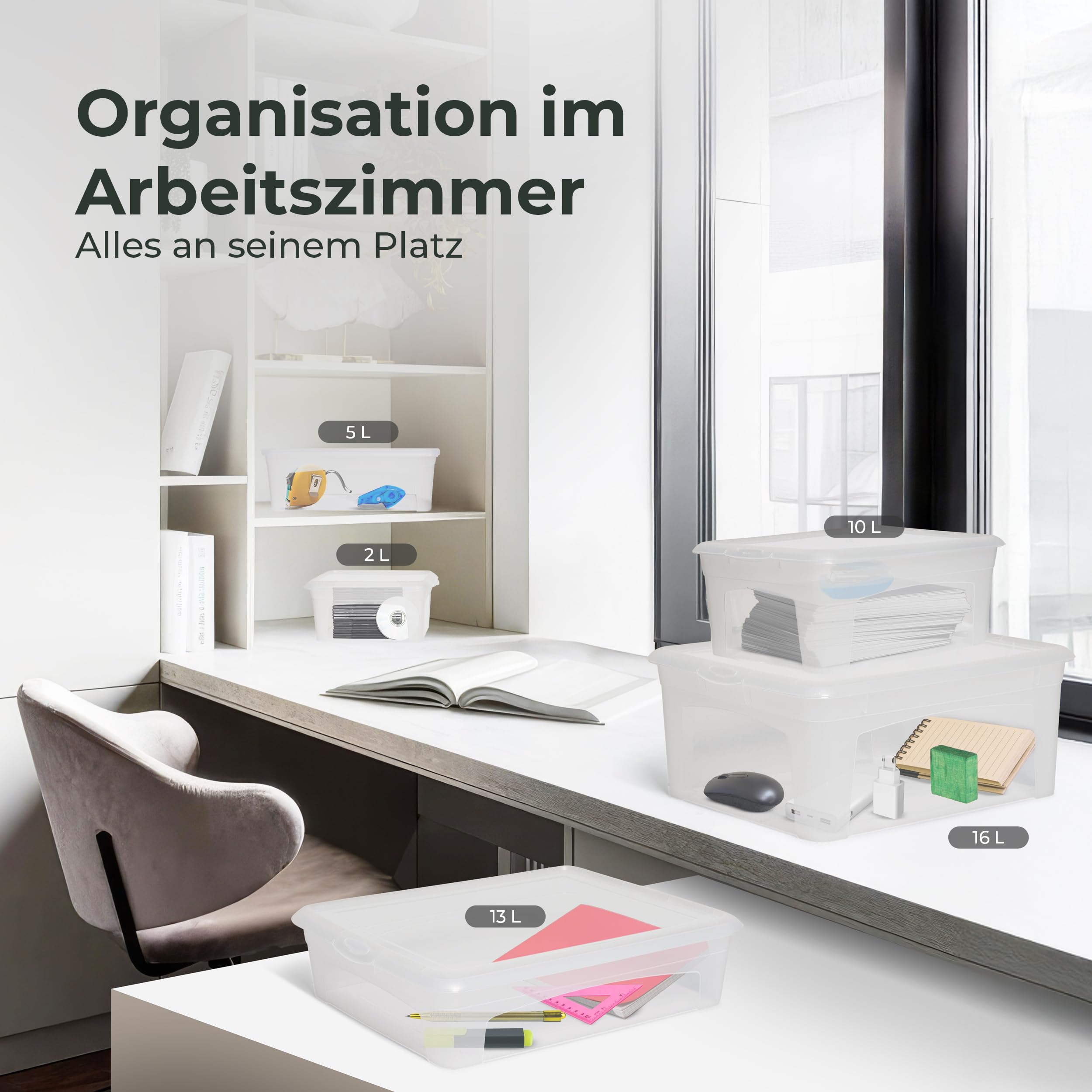 Novaliv 16x Aufbewahrungsboxen mit Deckel 16L transparente Boxen stapelbare Nestbar Storage boxes mit Clipverschluss Kunststoff BPA-frei 41x34x17 cm