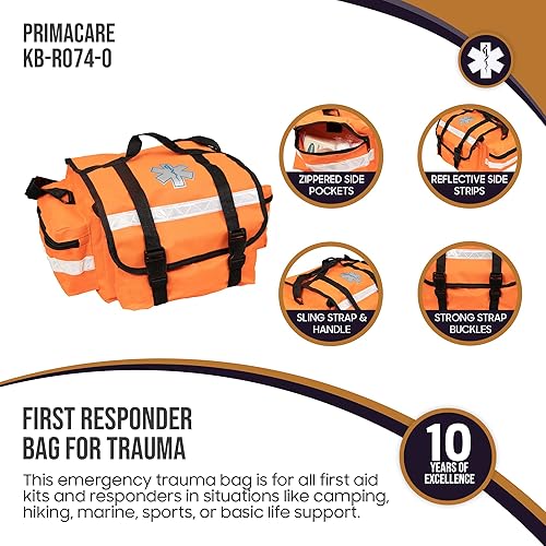 Miniatura 2 de Primacare KB-RO74-O Bolsa de primeros auxilios para trauma, 17"x7"x 9" Kit de soporte profesional de múltiples compartimentos para suministros