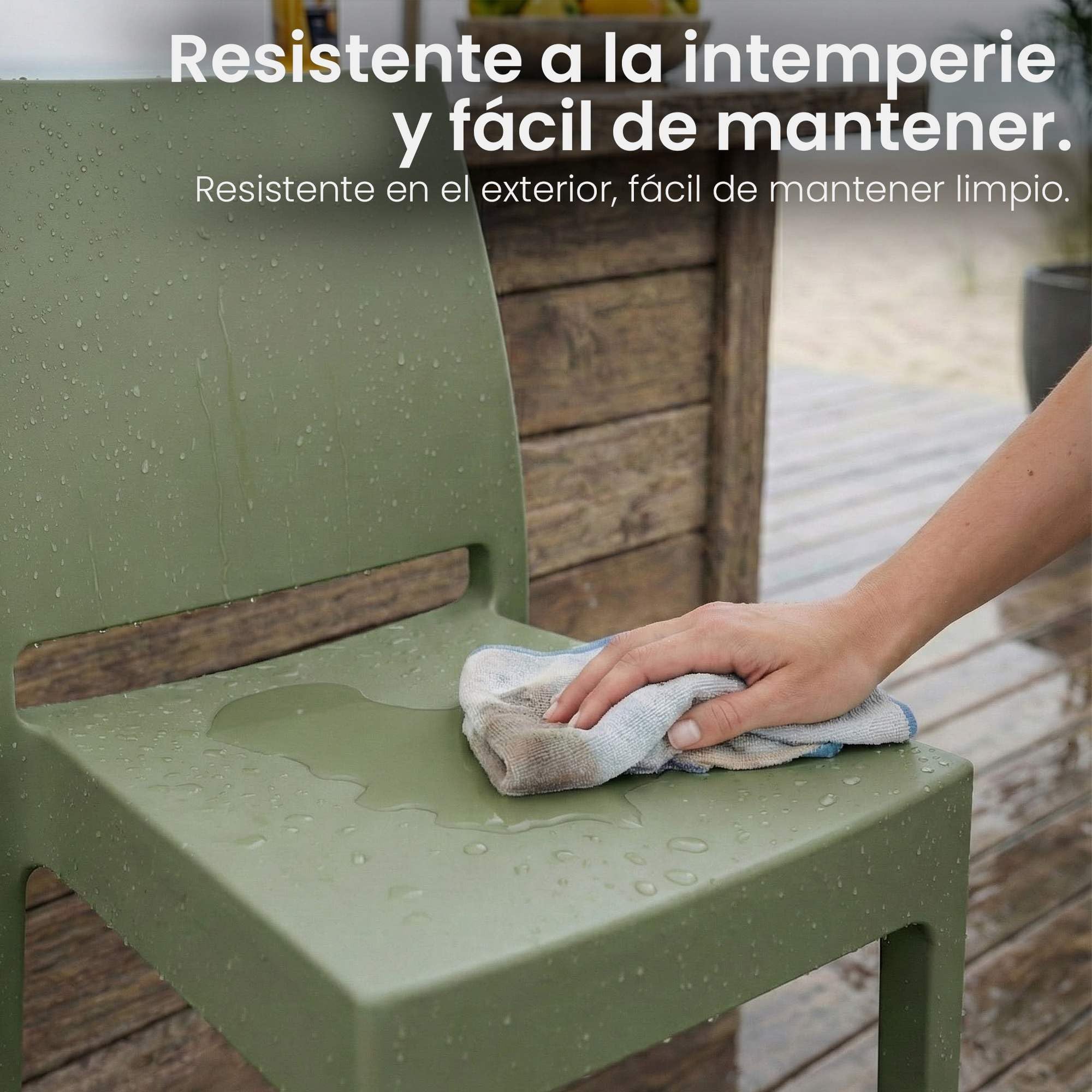 CLP Taburete Alto Exterior apilable Flamur, Taburete de jardín de plástico Resistente a la Intemperie y a los Rayos UV, soporta hasta 150 kg, Color:Oliva