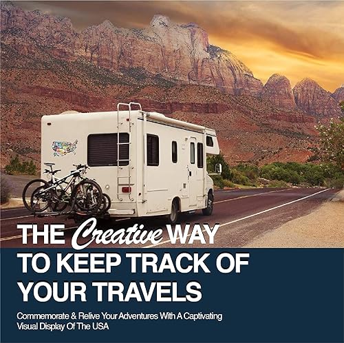 Miniatura 4 de Adhesivo de mapa de viaje del estado de caravana, 17 x 11 pulgadas, calcomanía grande de Estados Unidos con 50 calcomanías impermeables de Estados