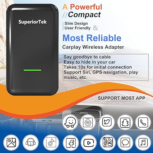 Miniatura 2 de SuperiorTek 50 Adaptador inalámbrico CarPlay para todos los coches CarPlay inalámbrico CarPlay con cable de fábrica convertidor con cable a