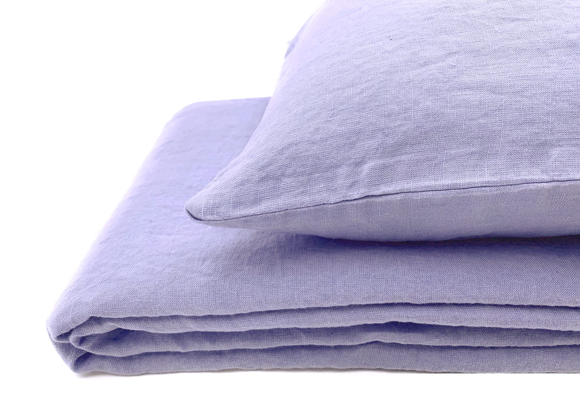 JOWOLLINA Natur Leinen Bettwäsche-Set Soft Washed Finish 180mg2 (Flieder, 155x220 cm, 40x80 cm)