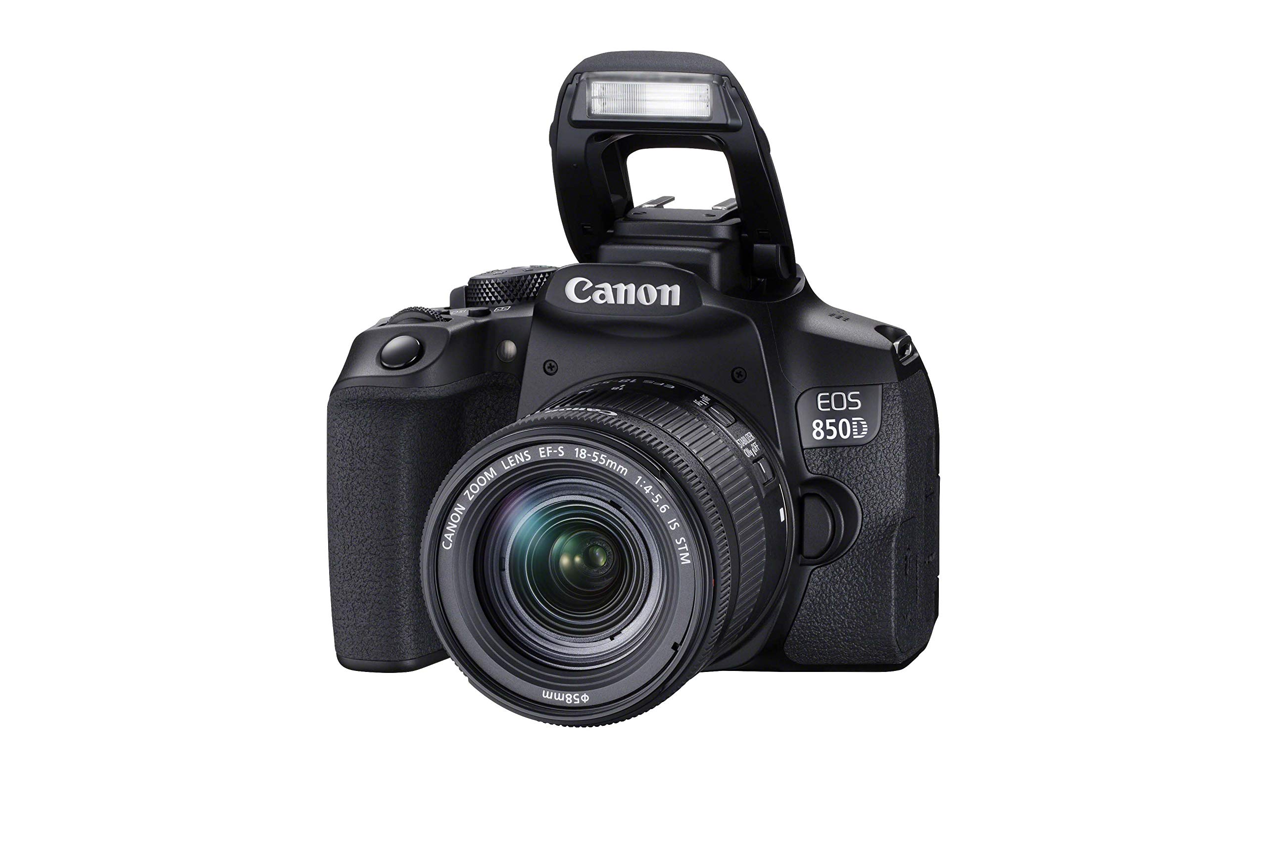 Cámara réflex digital EOS 850D APS-C Canon con objetivo EF-S 18-55mm F4-5.6 IS STM | 24,1 megapíxeles, disparos en serie de 7 fps, vídeo 4K, Dual Pixel CMOS AF y Wi-Fi y Bluetooth