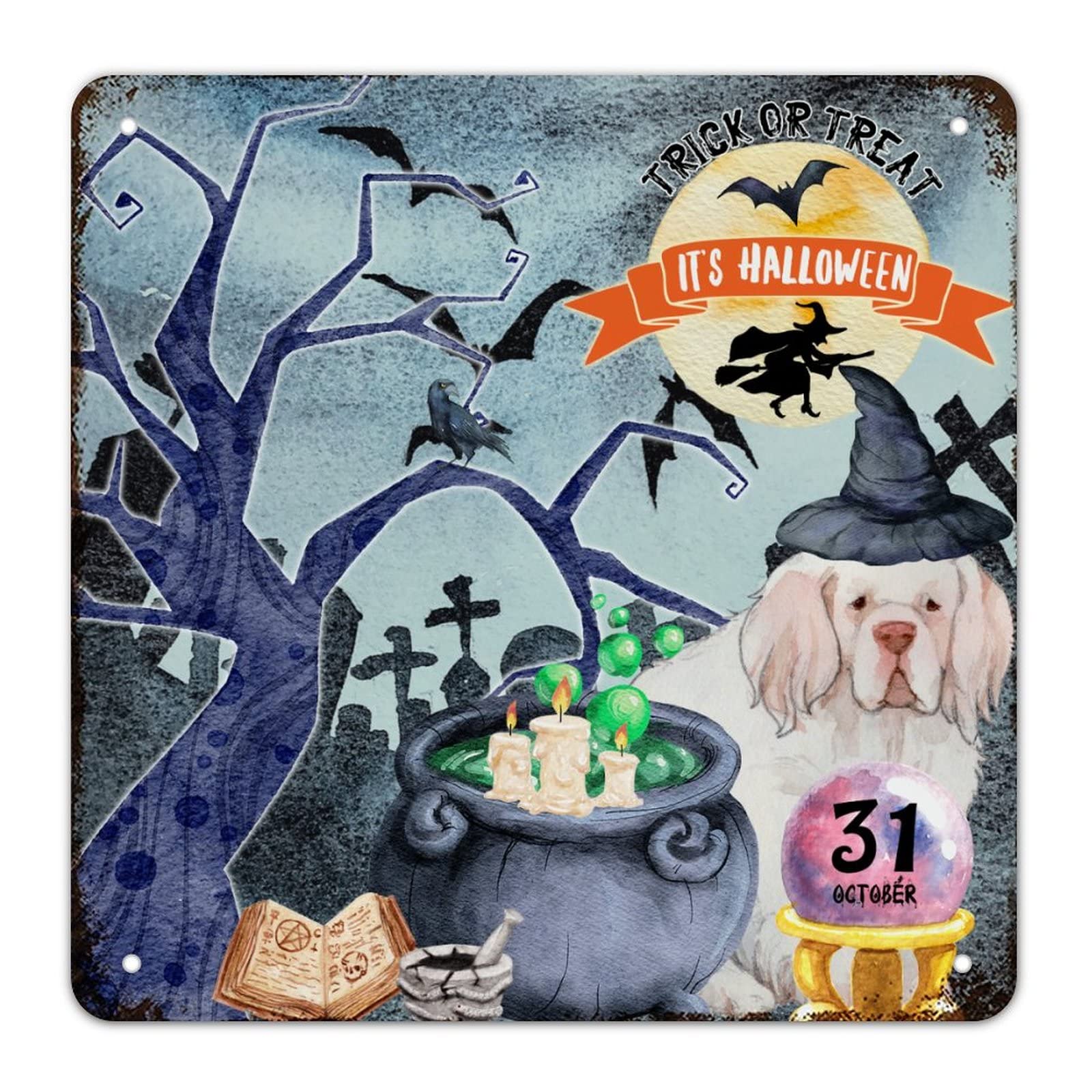 Plaque en métal Halloween sorcière pour sublimer l'ambiance de votre café