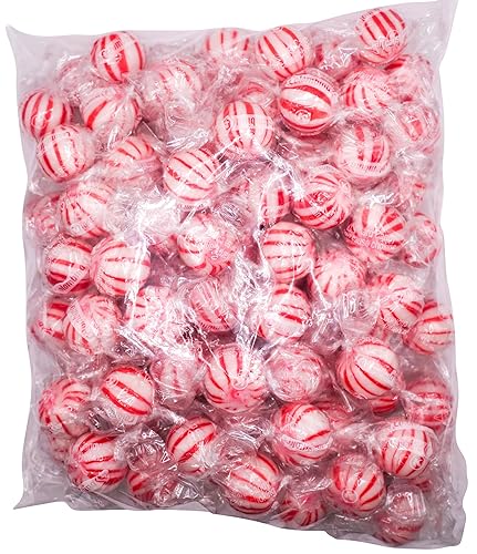 Miniatura 5 de Bolas de menta jumbo  2.5 libras de dulces de menta a rayas rojas y blancas envueltos individualmente