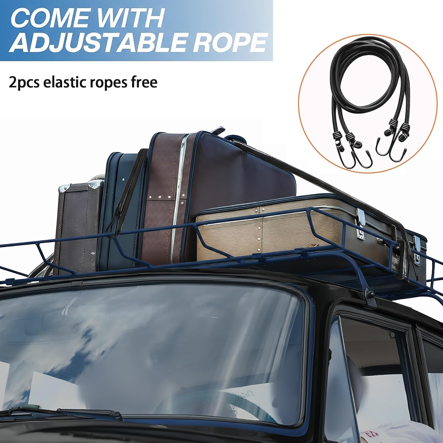 Tailgate Net with Adjustable Buckle Straps 54"x18" Heavy Duty Cargo Net with 4 Straps & 2 Elastic Bungee Cords for Pickup Truck Bed, Universal Fit for Ford F150, Jeep, Toyota Hilux & Tundra