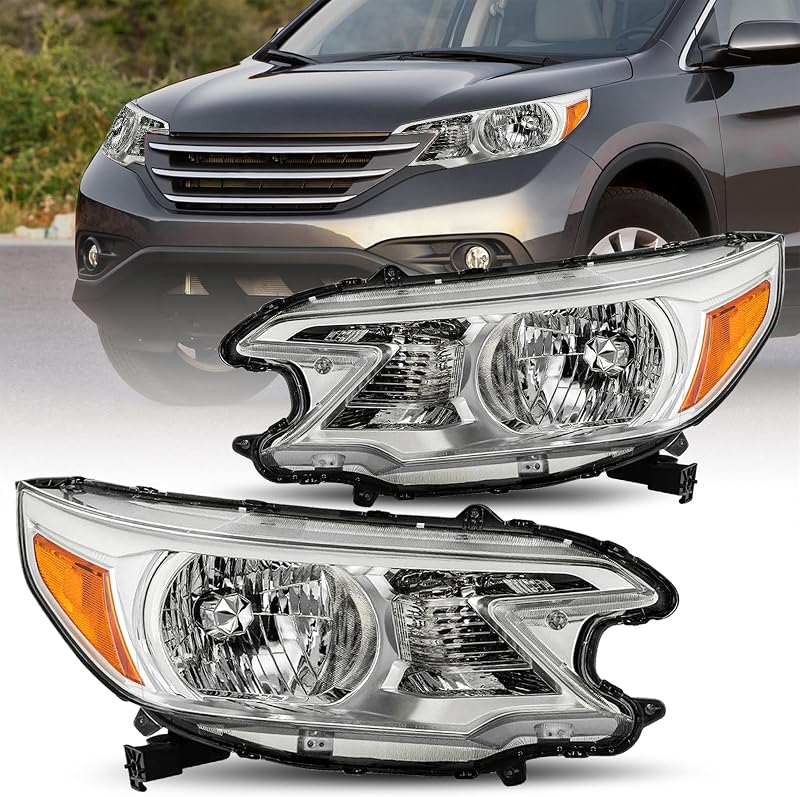 Par de conjuntos de faróis dianteiros JSBOYAT para Honda CR-V 2012 a 2014, halógeno – Lado esquerdo e direito