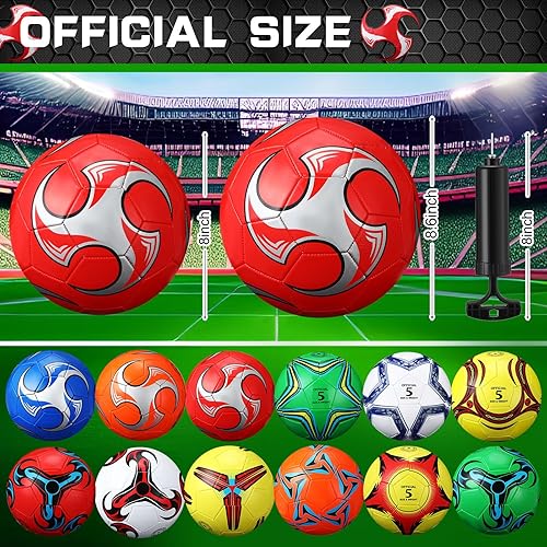 Miniatura 2 de 12 pelotas de fútbol a granel con 2 bombas, tamaño oficial, pelota de fútbol desinflada para interior y exterior, juego deportivo, entrenamiento