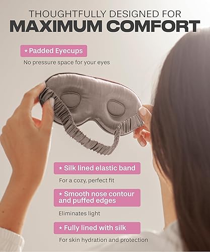 Miniatura 2 de Colorado Home Co Máscara para dormir, máscara de ojos de seda para dormir, máscara de ojos de extensión de pestañas para dormir, máscara de sueño de