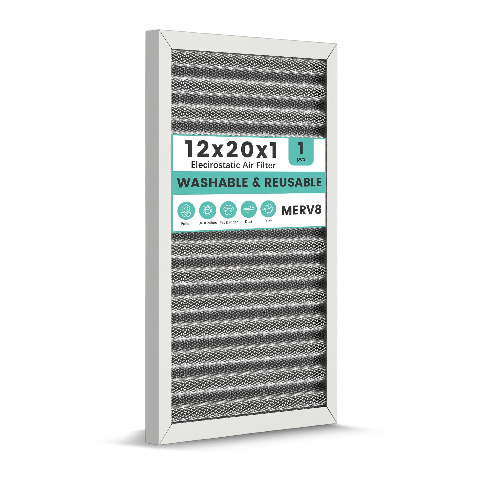 Photo 1 of 12x20x1 HVAC Furnace Air Filter, Reusable Washable Electrostatic Furnace Filter, MERV 8, Lasts a Lifetime, Breathe Fresher, Home And Office (Actual Size:11.69x19.8x0.8 Inch)
