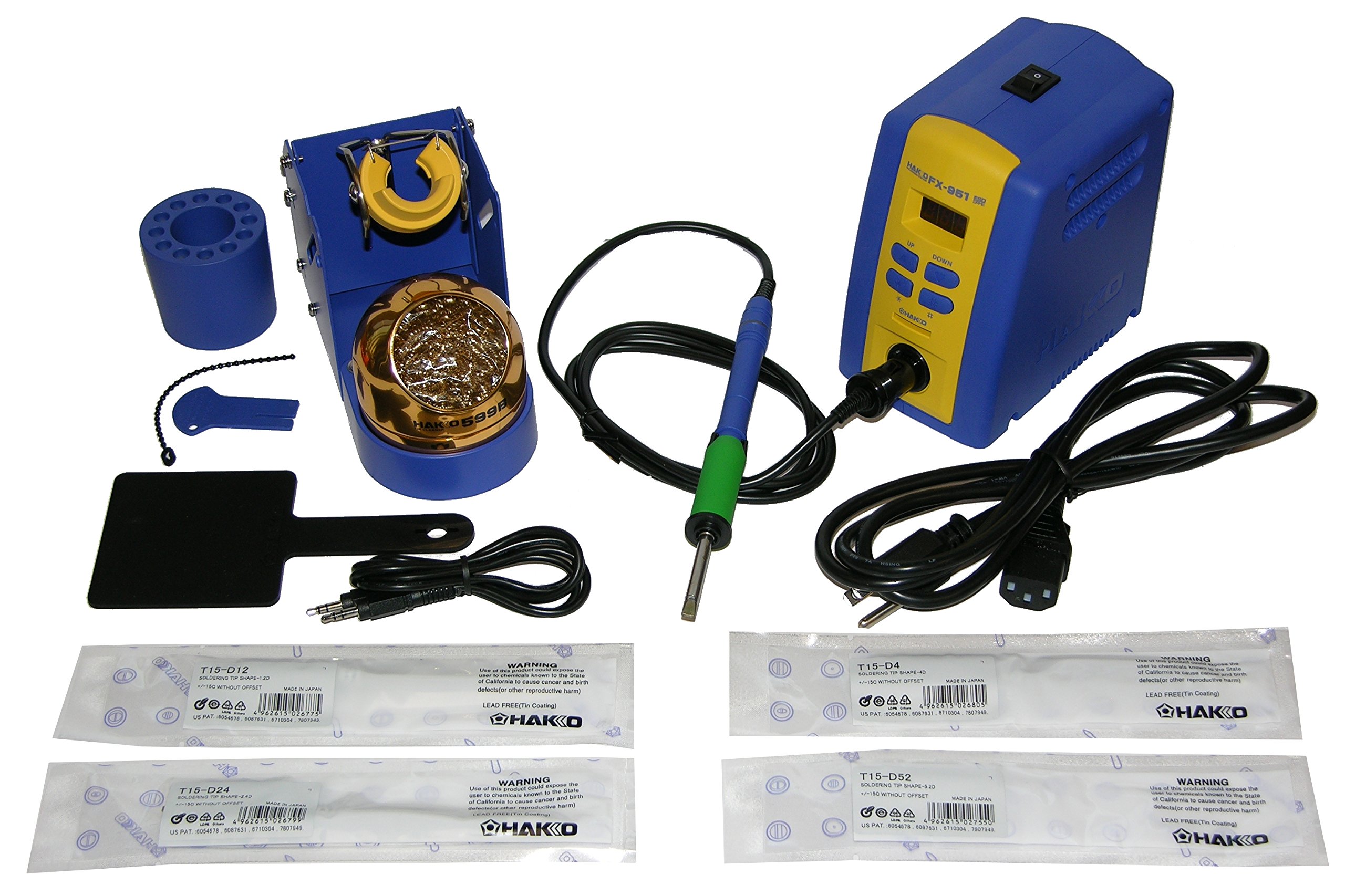 Hakko FX951-66 Professional Soldering Station with Chisel Tip Bundle. Inlcudes the following chisel tips: T15-D12, T15-D24, T15-D4, T15-D52.