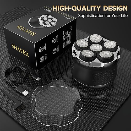 Miniatura 7 de Afeitadoras de cabeza para hombres calvos, afeitadora de cabeza 6D, pantalla LED, para secar y húmeda, para cabeza calva impermeable IPX7,
