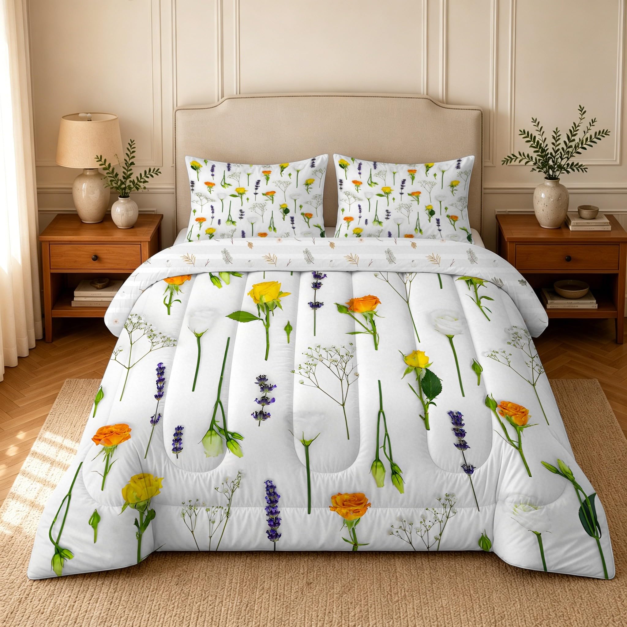 Couette 140x200 Enfant Sans Housse Imprimée Roses multicolores 4 Saisons