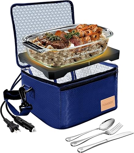 FORABEST Calentador de alimentos portátil para microondas, 12 V, 24 V, 110 V, calentador de alimentos portátil, caja de almuerzo portátil personal