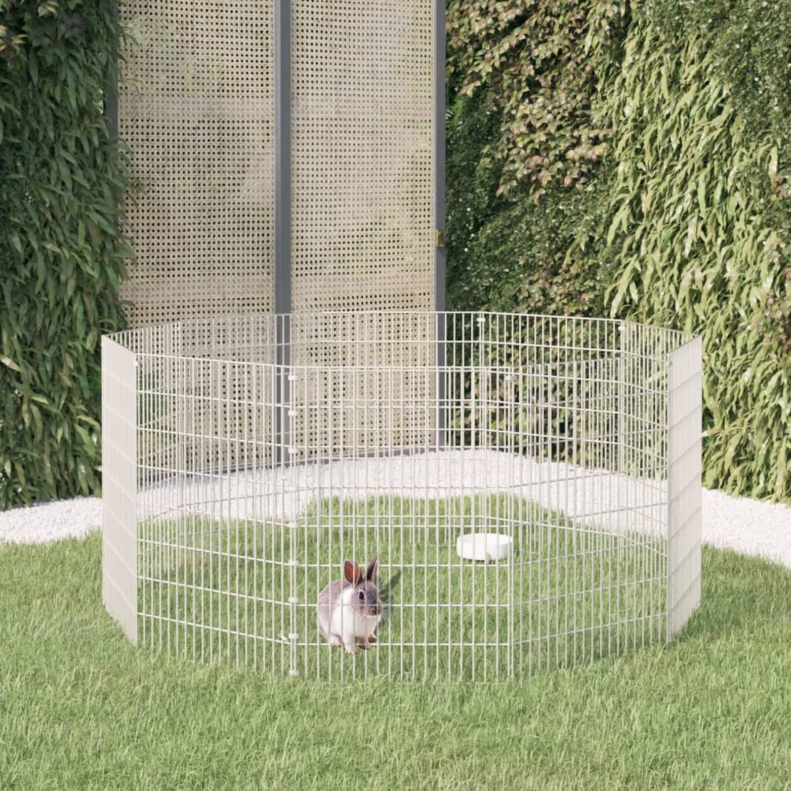 ZEYUAN Jaula para Conejos 10 Paneles, Jaula Cobaya, Corralito para Perros, Vallas para Perros, Valla para Mascotas, Recinto para Conejos, Hierro galvanizado 54x80 cm