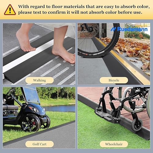 Miniatura 7 de Ruedamann Tira de transición de umbral de 3.3 pies, rampa de umbral de goma de elevación de 1 15 a 1 25 pulgadas, reductor de borde superpuesto,