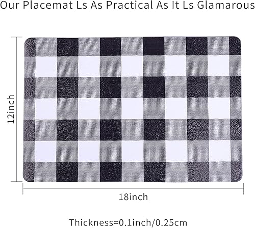 Miniatura 5 de XINYUN Juego de 6 manteles individuales reversibles de piel sintética ecológica, impermeables, para interiores, resistentes al calor,