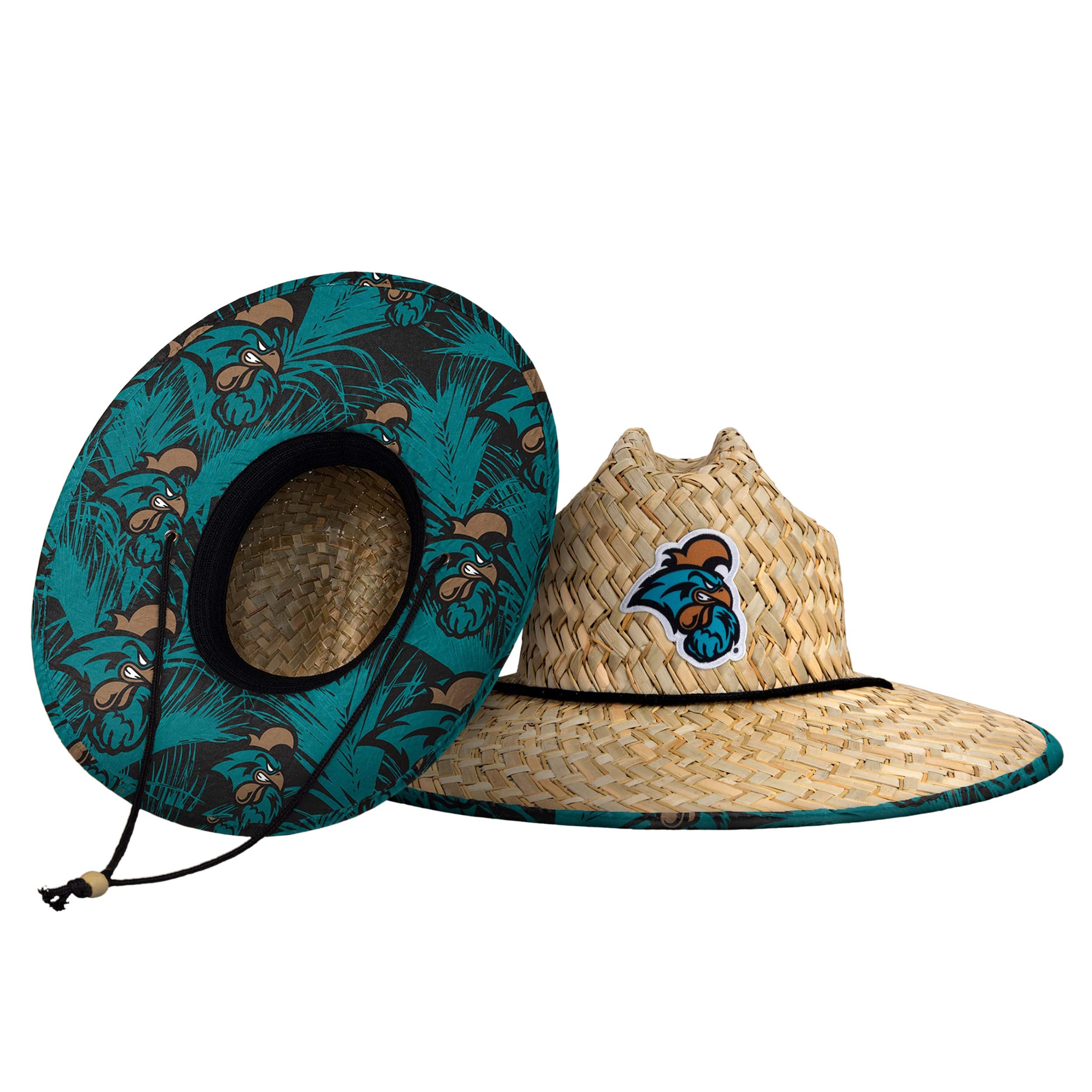 FOCO Men's NCAA College Team Logo Floral Straw Sun Hat