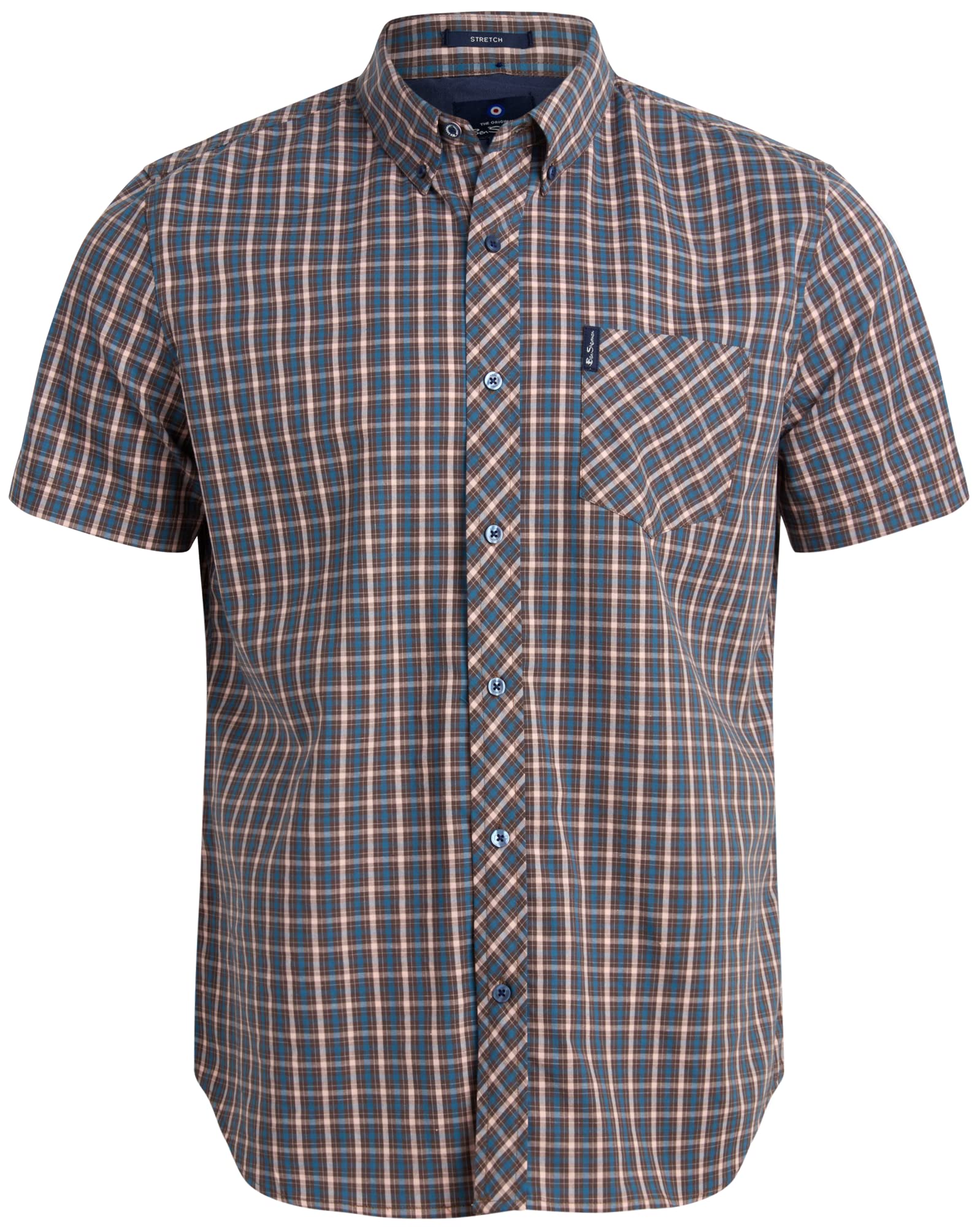 Ben Sherman Camisa de lino para hombre, ajuste regular, manga corta, con botones, de lino tejido (S-XL)