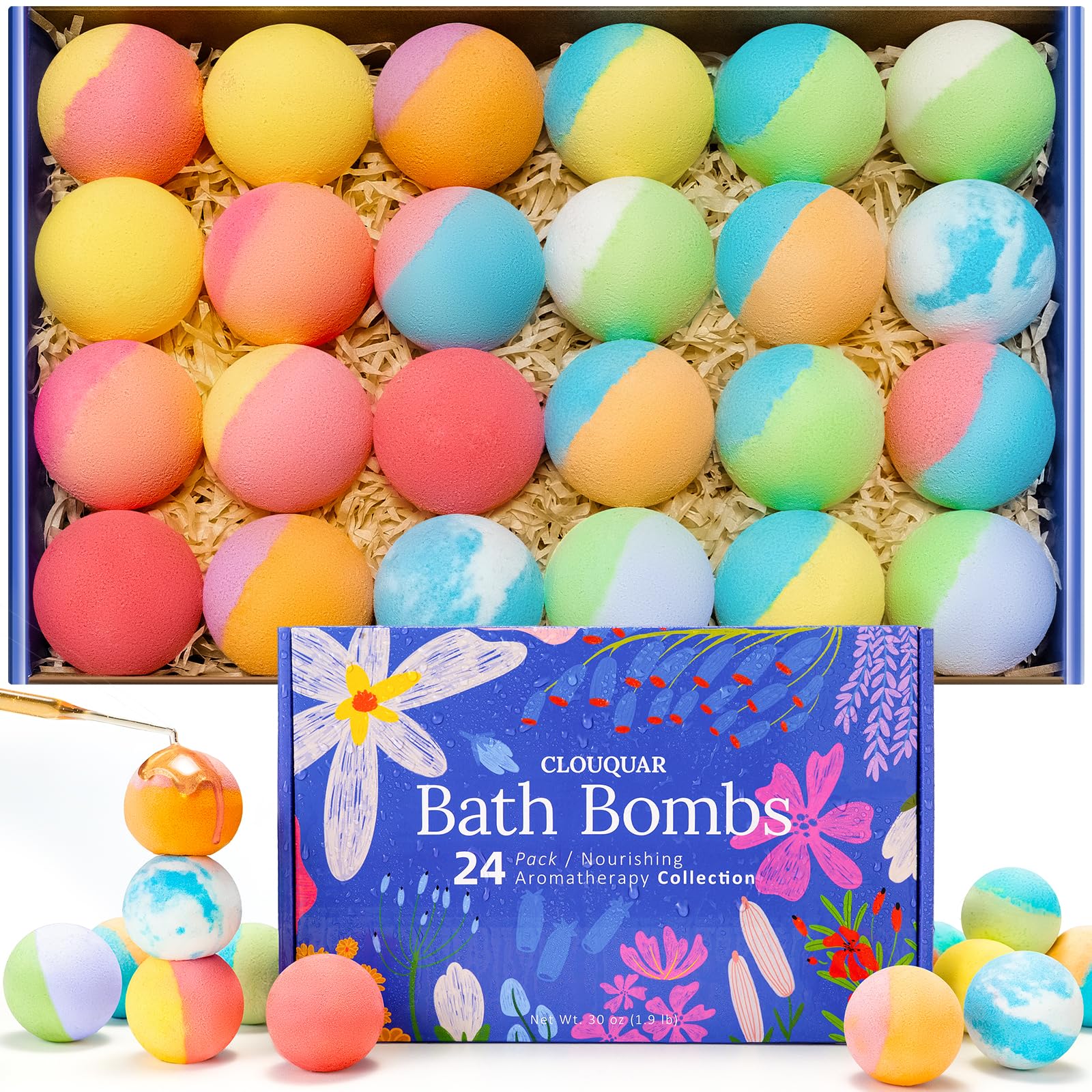 24 bombas de baño de aceite de cáñamo para mujer, kit de spa natural
