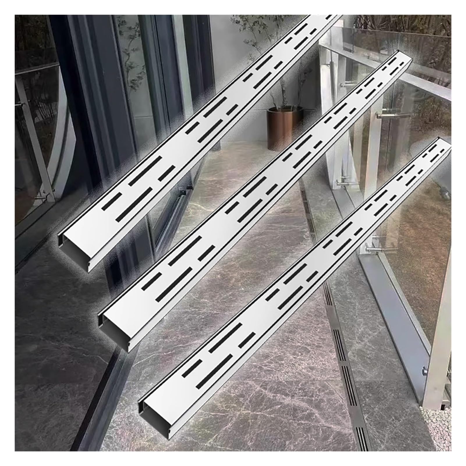 Couvercle de drainage extérieur extra plat et kit de caniveaux minces