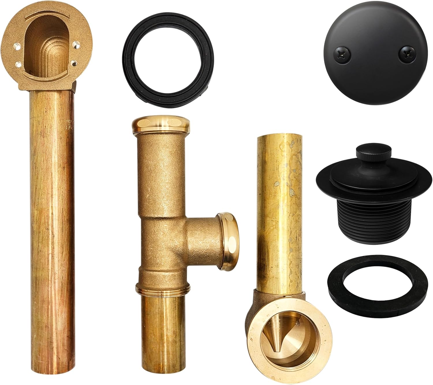 Westbrass Pull & Drain Bath Waste - 14" Make-Up, 17 Gauge Tubing, Matte Black, D3262-62