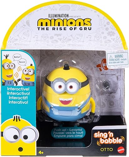 Miniatura 6 de Minions: The Rise of Gru Sing 'N Babble Otto - Figura de acción interactiva, juguete de personaje parlante con 25 sonidos para hablar y reír de 4
