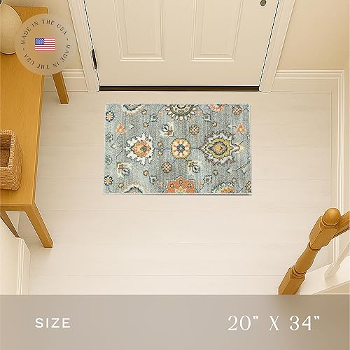 Miniatura 2 de Maples Rugs Fleur - Alfombra antideslizante para cocina, diseño contemporáneo, color gris radiante, 1.8 x 2.10 pies