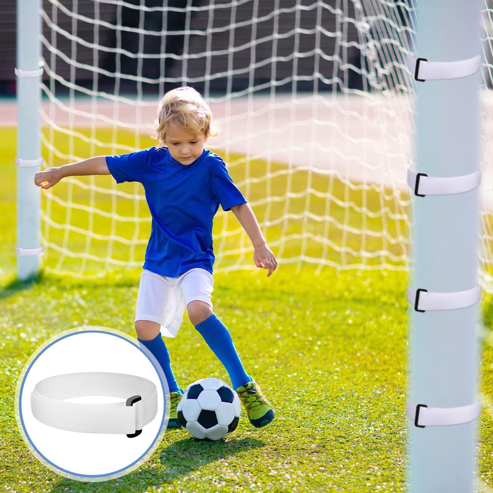10 cinghie per porta da calcio per porta da calcio, rete di fissaggio, fascetta, cinghia di fissaggio per rete da calcio