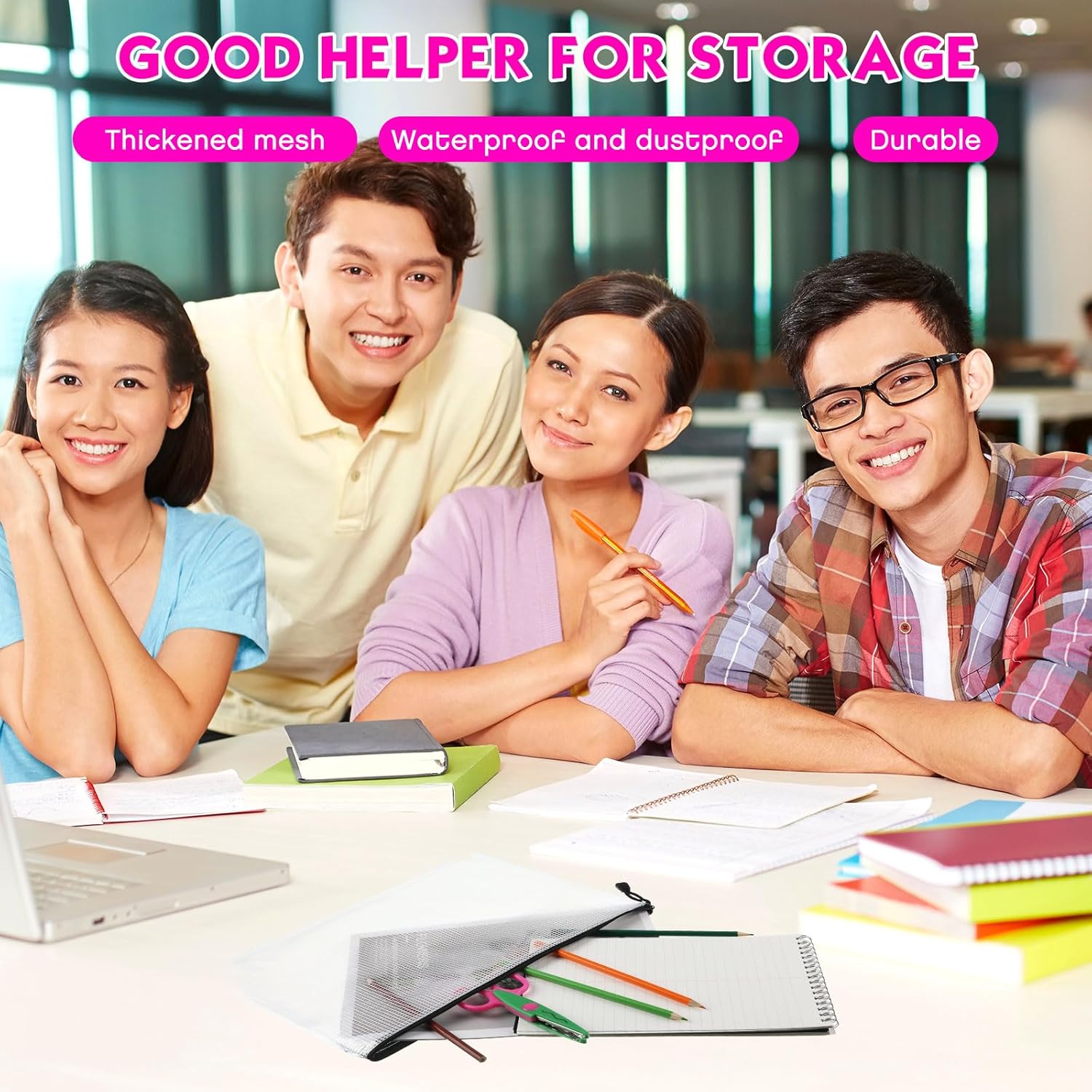 Zhehao 400 Pcs A6 Mesh Zipper Pouch Pencil Pouch with Zipper Waterproof Mesh Storage Bags Small Zipper File Bags for Classroom Organization School Office Supplies, 9.5 x 4.5 Inch (16 Assorted Colors) - Image 3