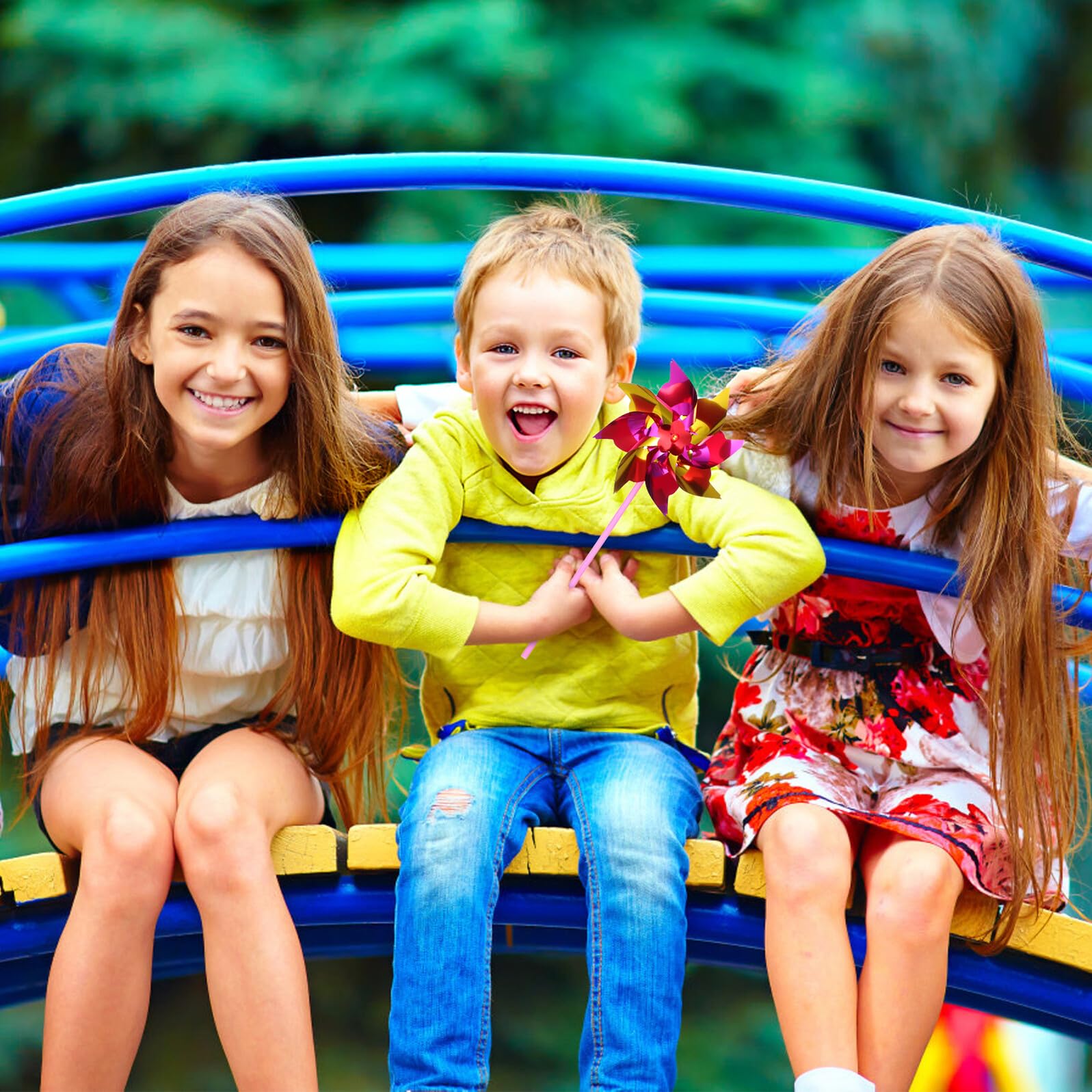 100 Pezzi Girandole a Vento di Plastica Colorate, Giocattoli Mulino a Vento per Bambini, Facili da Assemblare, Decorazioni per Giardino e Giochi All’aperto