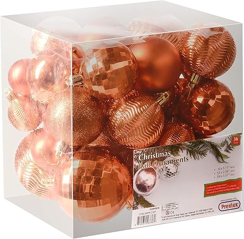 Miniatura 9 de PREXTEX Juego de 36 Adornos Navideños - Bolas Negras Irrompibles en 6 Estilos y 3 Tamaños con Bucles para Colgar - Elegantes Decoraciones para Árbol