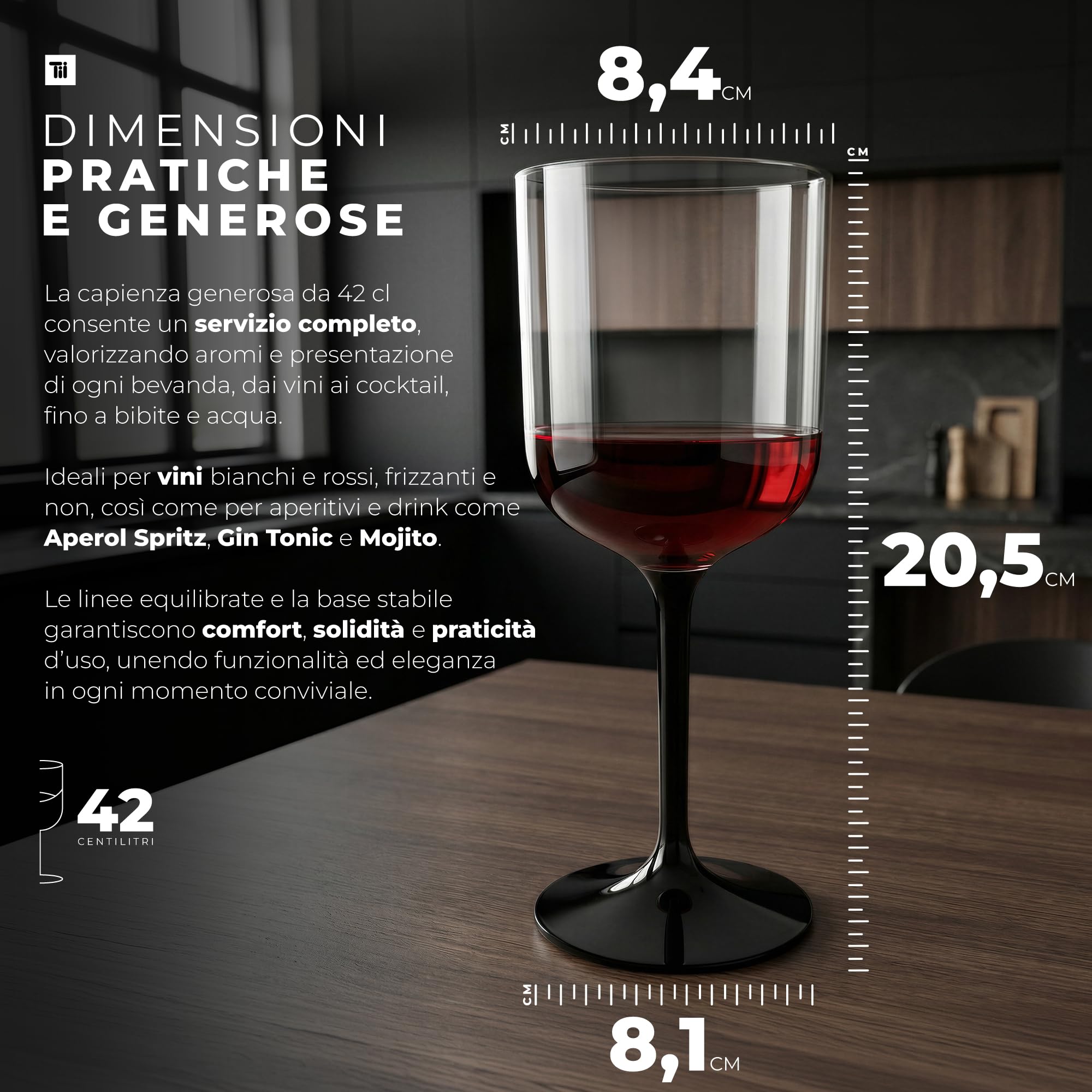 TUNDRA - Set 6 Calici Plastica COLORATI per Vino e Cocktail | CROISIERE 42 cl. | INFRANGIBILI, in Tecnoglas® (Plastica Rigida), BPA-Free, Riutilizzabili e Lavabili in Lavastoviglie (Multicolor)